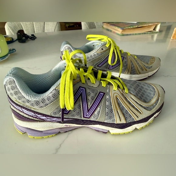New Balance Women's Athletic Shoes in Gray, Purple and Neon Yellow - Picture 2 of 4